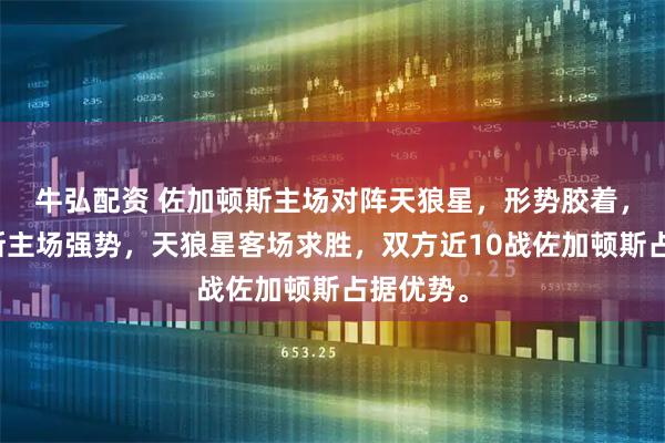 牛弘配资 佐加顿斯主场对阵天狼星，形势胶着，佐加顿斯主场强势，天狼星客场求胜，双方近10战佐加顿斯占据优势。